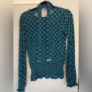 Michael Kors Teal Patterned Blouse